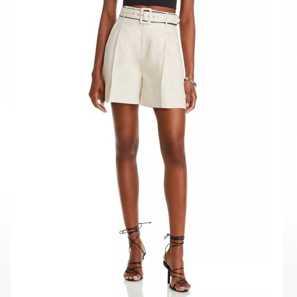Staud Eris Linen Belted Shorts 10